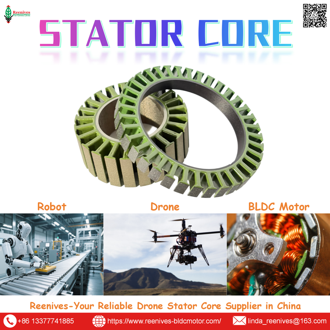 28mm inrunner stator for drones & robotics. 9N6P high-speed design, 0.2mm laminations, epoxy insulation. Global supplier.